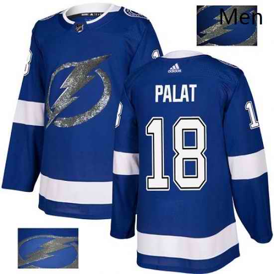 Mens Adidas Tampa Bay Lightning 18 Ondrej Palat Authentic Royal Blue Fashion Gold NHL Jersey